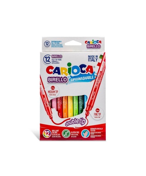 μαρκαδόροι διπλής μύτης Carioca Birello 12 χρώματα