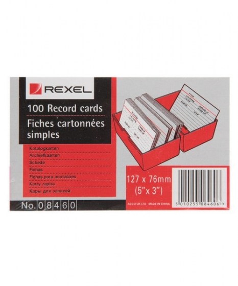 Κάρτες αποδελτίωσης Rexel 5x3 No8460 