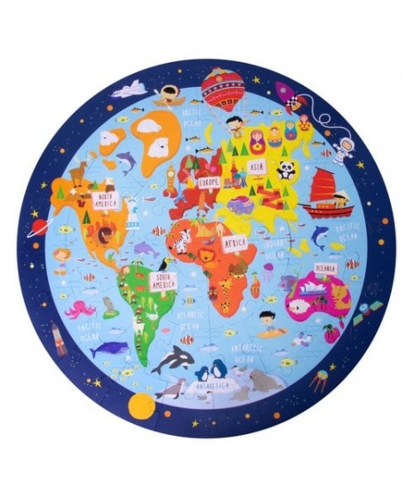 κυκλικό παζλ apli kids παγκόσμιος χάρτης 
