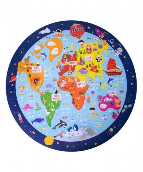 κυκλικό παζλ apli kids παγκόσμιος χάρτης 