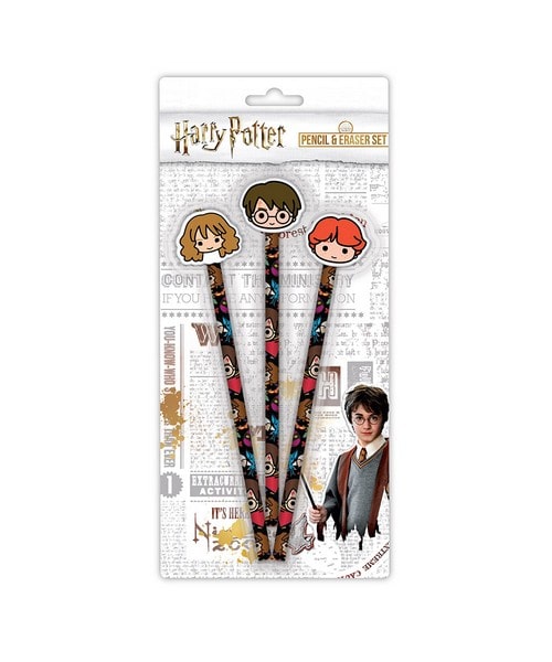 σετ 3 μολύβια με γόμα Harry Potter Kawaai
